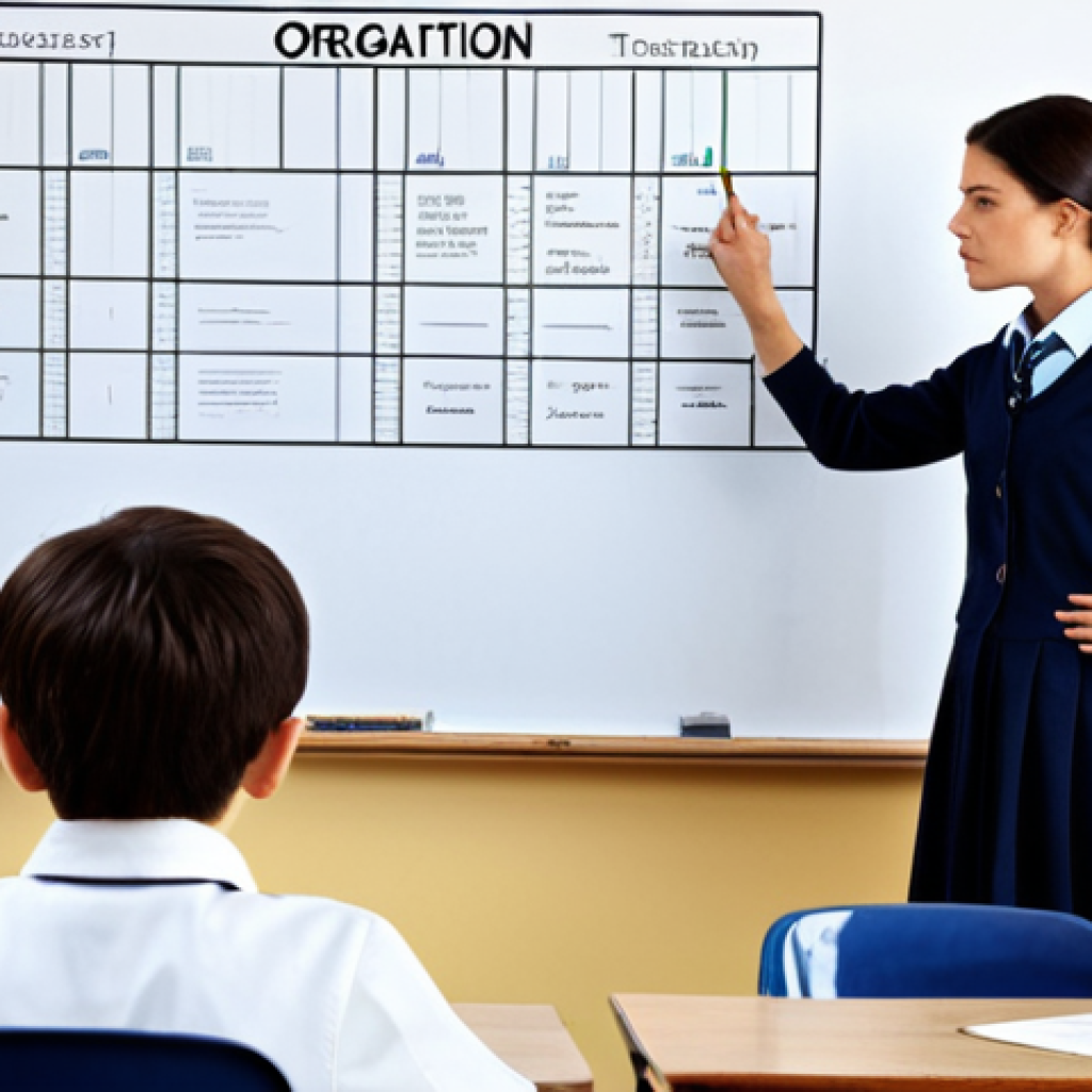**

A structured syllabus in a school setting. Students are attentively listening to a teacher explain a lesson, with a clear diagram or chart representing the organization of the curriculum. Safe for work, appropriate content, fully clothed, professional, educational setting. Perfect anatomy, correct proportions, natural pose, well-formed hands, proper finger count, natural body proportions. Modest clothing, professional dress. High quality, detailed.

**