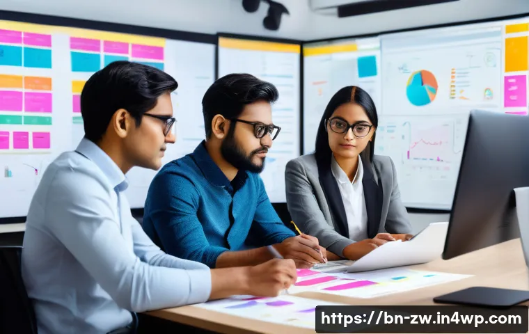 지식 구조화 시스템의 흐름도 작성법 - A professional workspace scene featuring a diverse Bengali team collaborating on data organization. ...