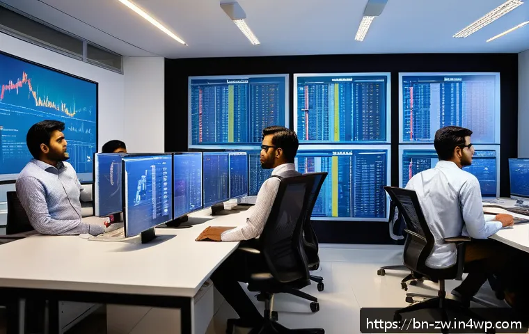 지식 구조화 시스템의 평가 방법 - A modern office environment showing a diverse team of Bengali professionals analyzing large datasets...